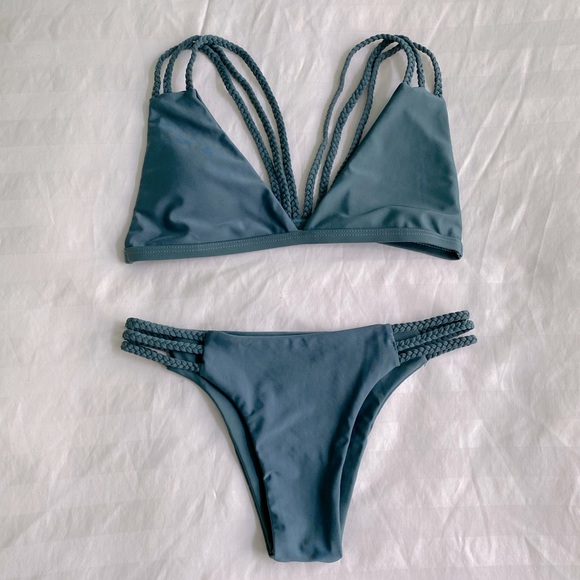 Zaful Other - BNWOT Green Bikini Set with Braided Straps